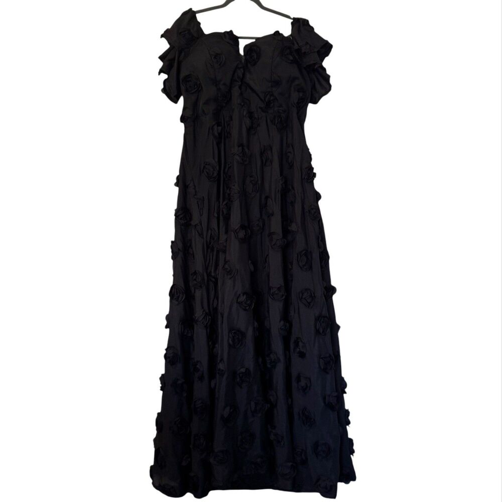 Faeriesty Dress Women 5XL 5X Black Long Formal All Over 3D Roses Off‎ Shoulder